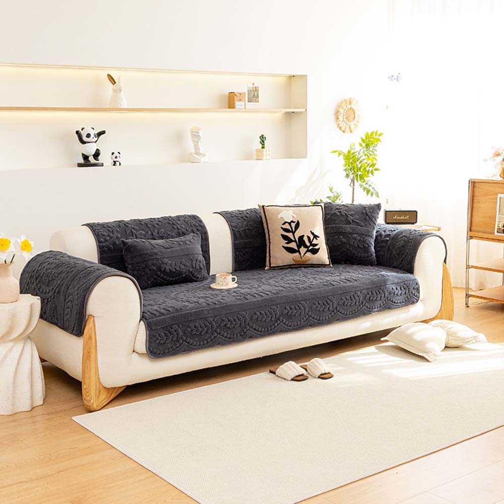 Chenille Art Corrugated Breatable No-Slip Couch Cover Coach