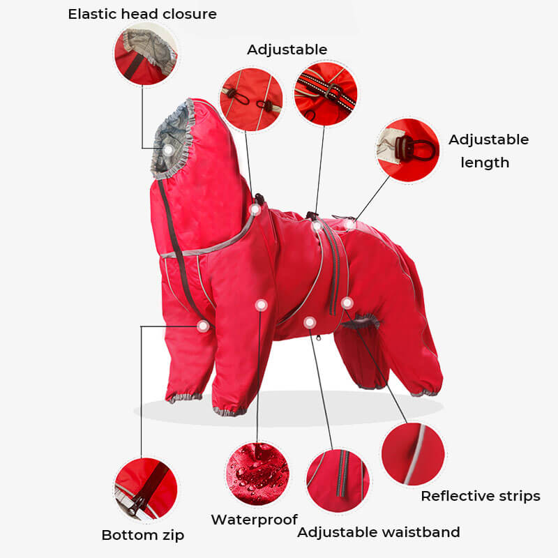 Outdoor-Jacke für große Hunde, wasserdichter, verstellbarer Hunde-Regenmantel