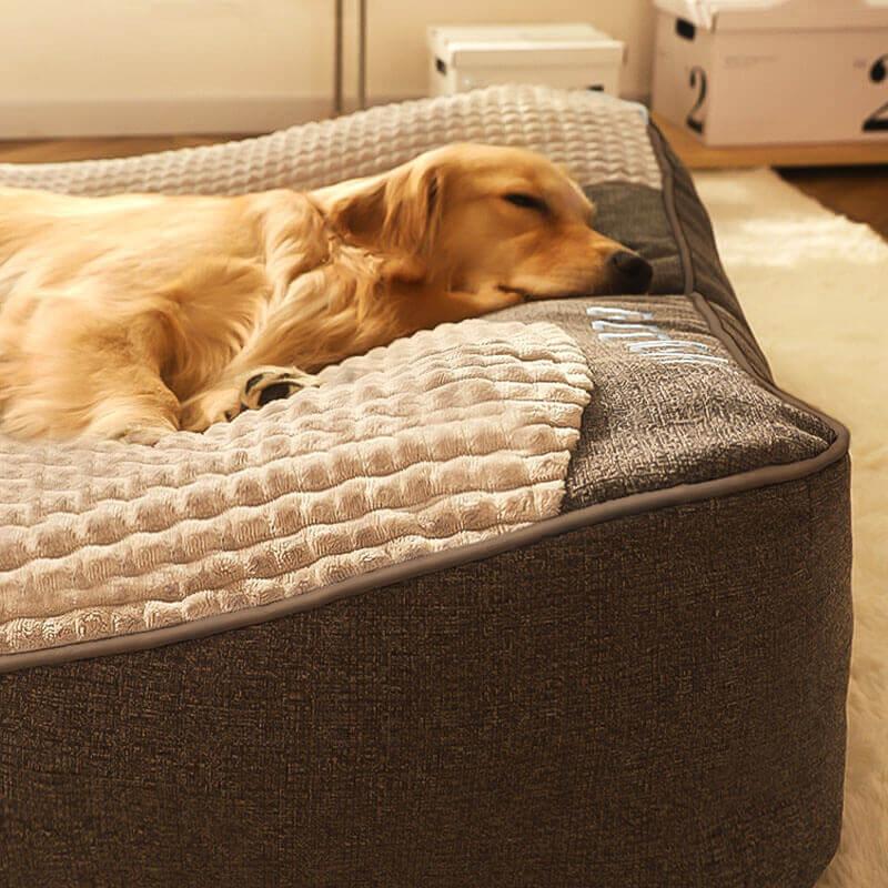 Maßgeschneidertes, großes, dickes, kratzfestes Hundekissenbett zum Schutz der Wirbelsäule
