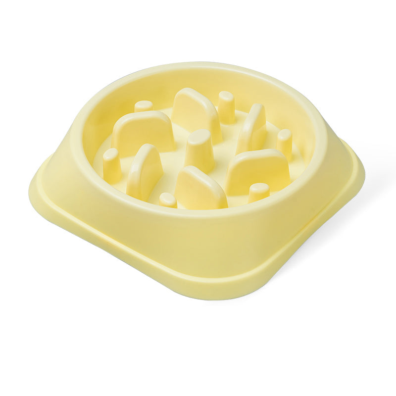 Tazón de comida lenta para perros antideslizante amarillo limón