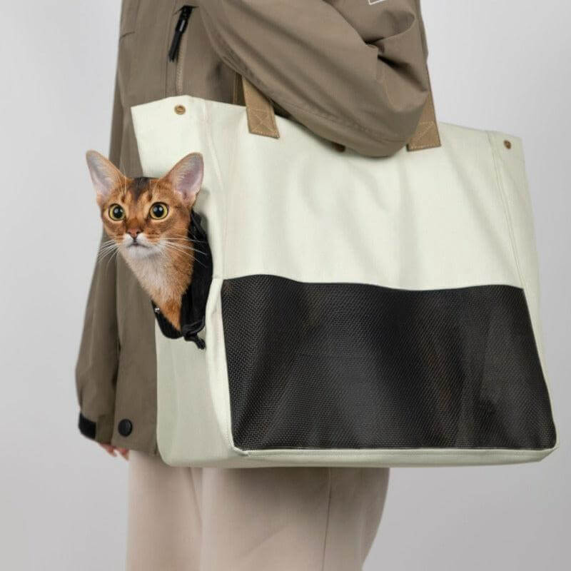 Bolsa portamascotas ligera, bolsa portátil transpirable para gatos de un solo hombro