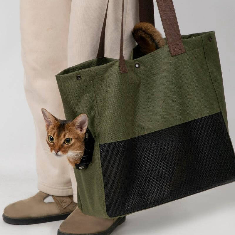 Bolsa portamascotas ligera, bolsa portátil transpirable para gatos de un solo hombro