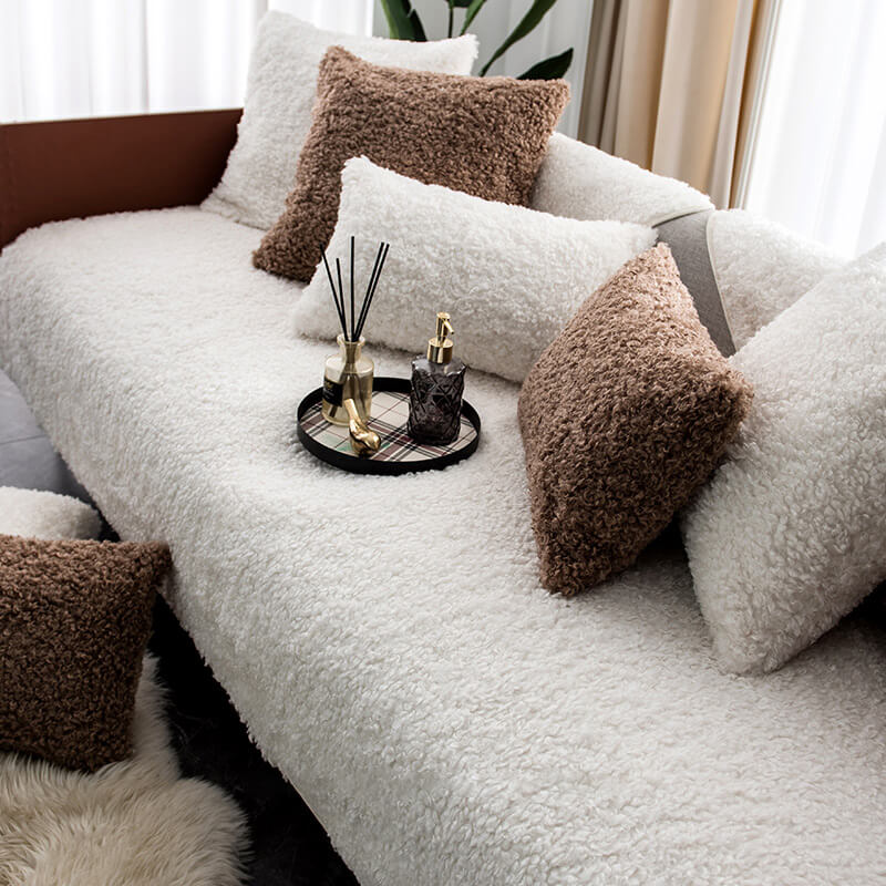 Luxuriöse warme Fleece-Möbelschutzmatte, rutschfeste Couch-Abdeckung