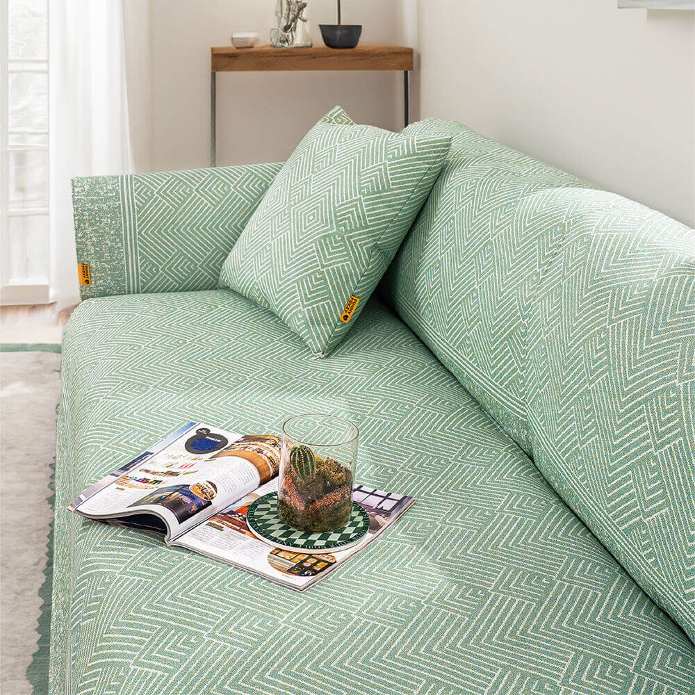 Modern Pattern Ice Silk Natural Cooling Sectional Couch Cover Anti-scratch Protection