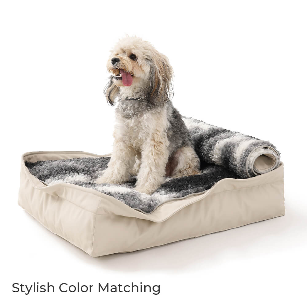 Cama multifuncional para perros tipo nido para mascotas de lana de cordero sintética y cuero