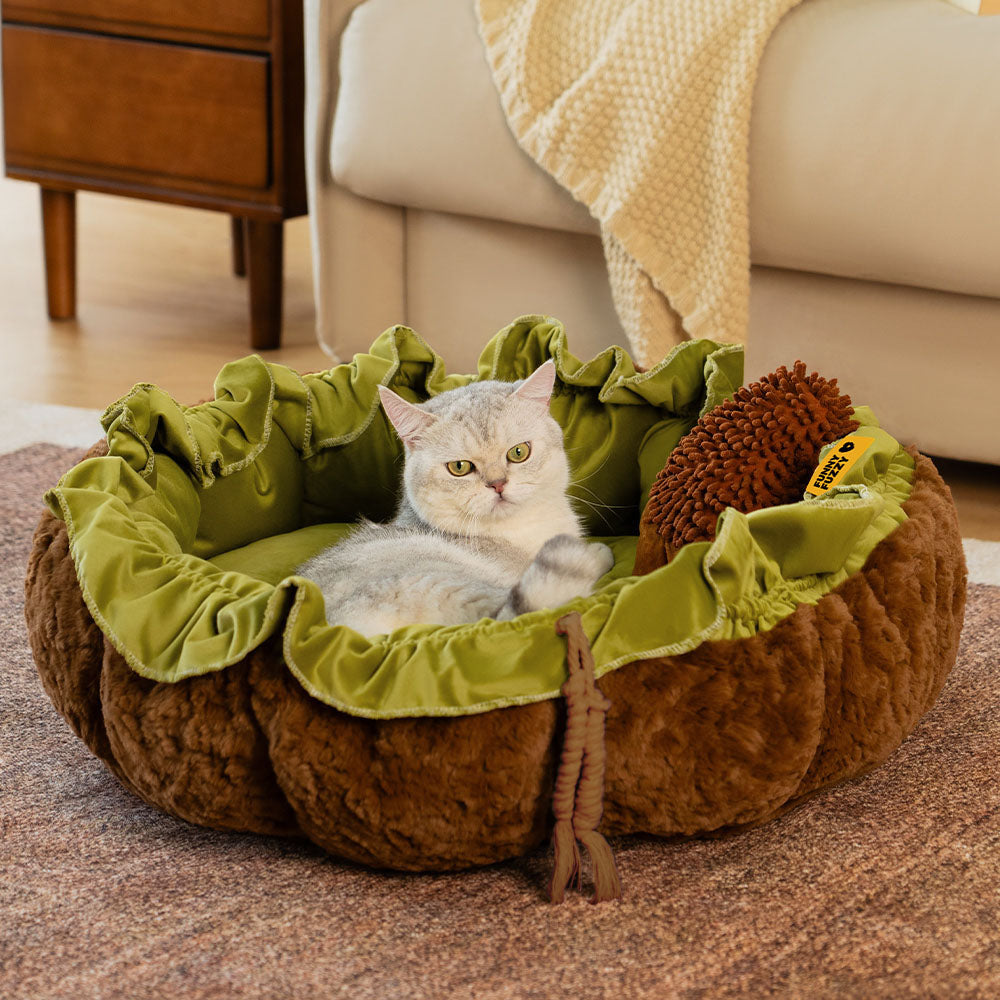 Nature-Inspired Adjustable Calming Cat Bed - Plush Nest