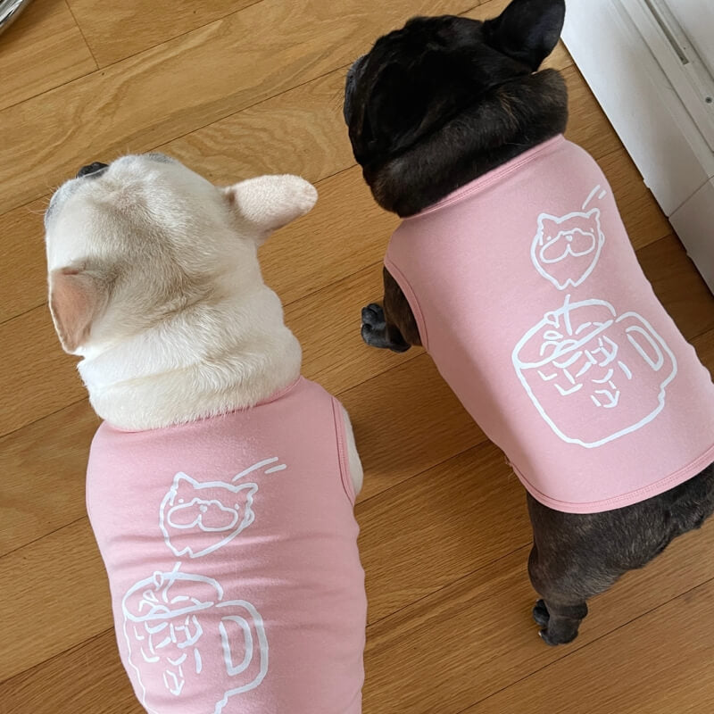 Rosa passende T-Shirts und Welpenwesten-Set für Hund und Besitzer