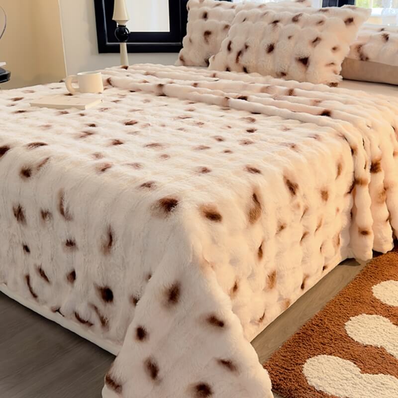 Funda de colchón de cama a rayas de terciopelo de felpa que admite mascotas