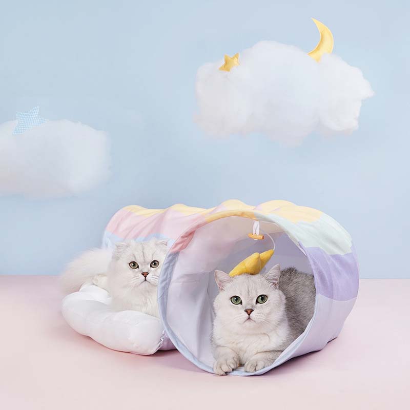 Cama túnel para gatos arcoíris