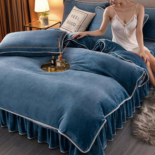 Lujo extra grueso cálido sólido <tc>Color</tc> Juego de sábanas de vellón de leche