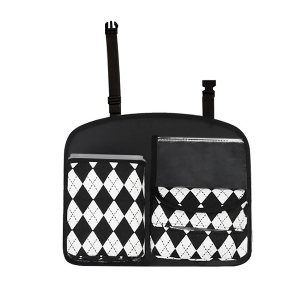 Black & White Diamond Multi-Functional Back Seat Car Organizer