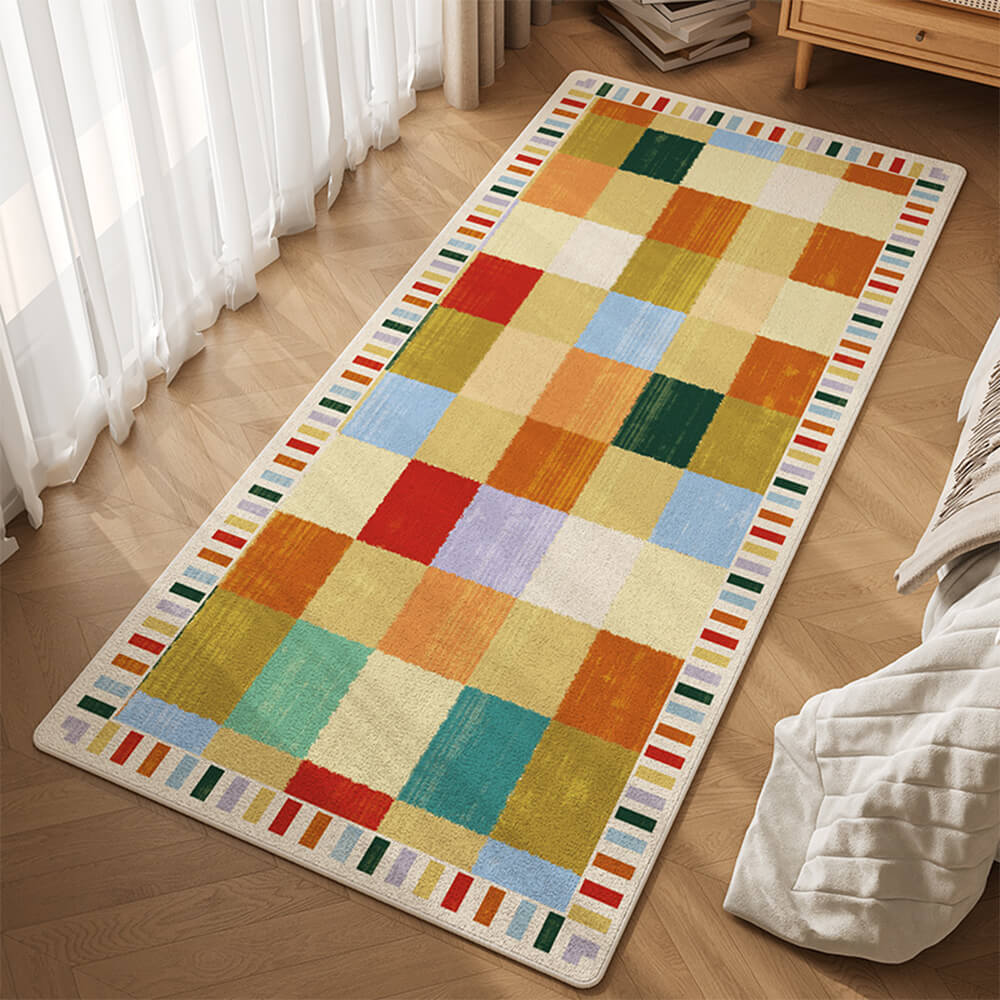 Multi-Color Striped Wool Skin-Friendly Non-Slip Living Room Bedside Rug