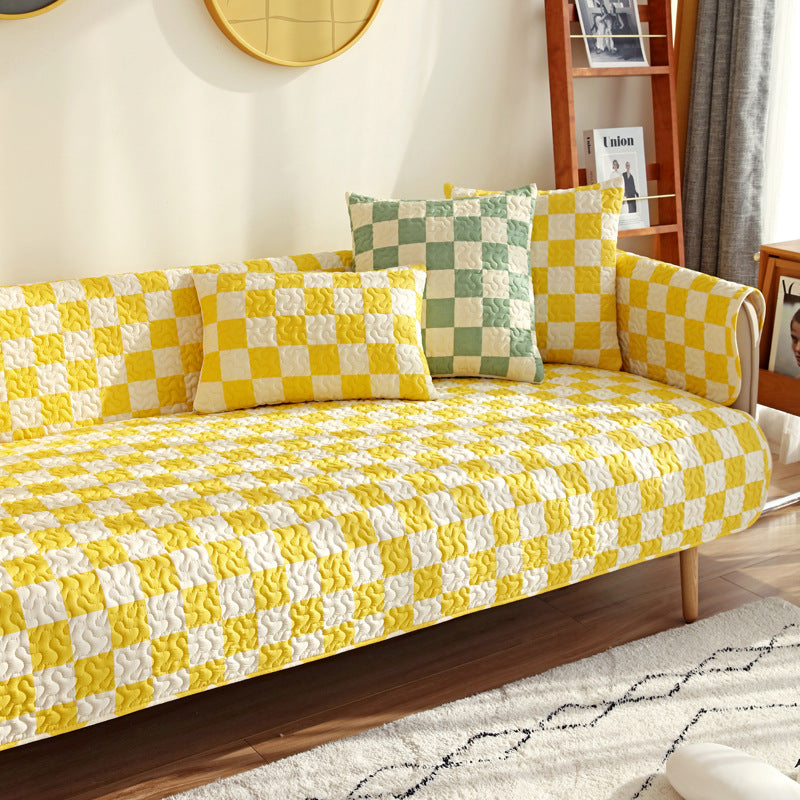 Cubierta de sofá protectora de muebles antiarañazos de tablero de ajedrez colorido