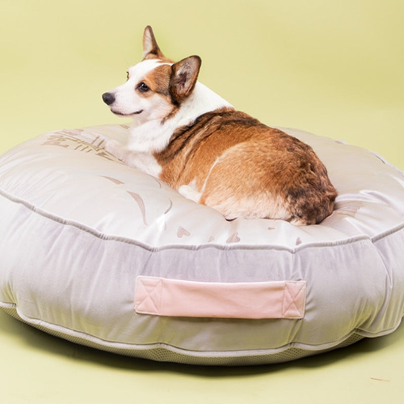 Cama refrescante para perros de seda helada de terciopelo redondo suave