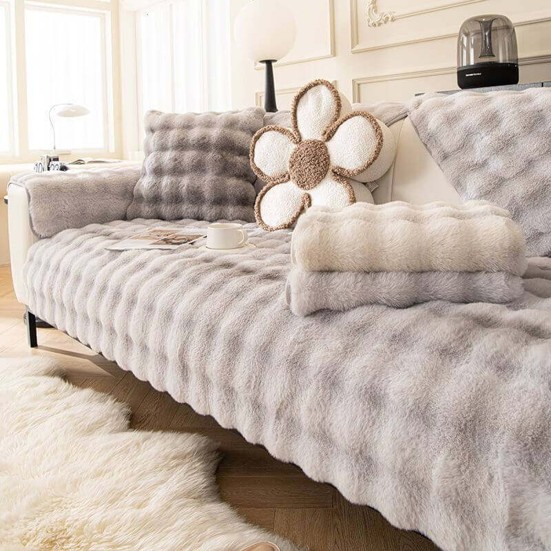 Elegante funda de sofá lavable con decoración del hogar de felpa degradada