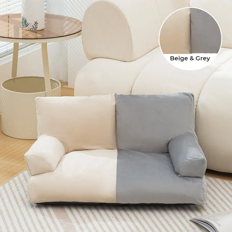 Elegante sofá cama de felpa para perros y gatos de doble color
