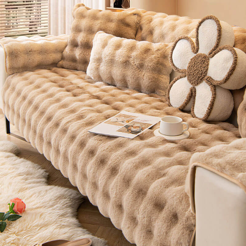 Elegante funda de sofá lavable con decoración del hogar de felpa degradada