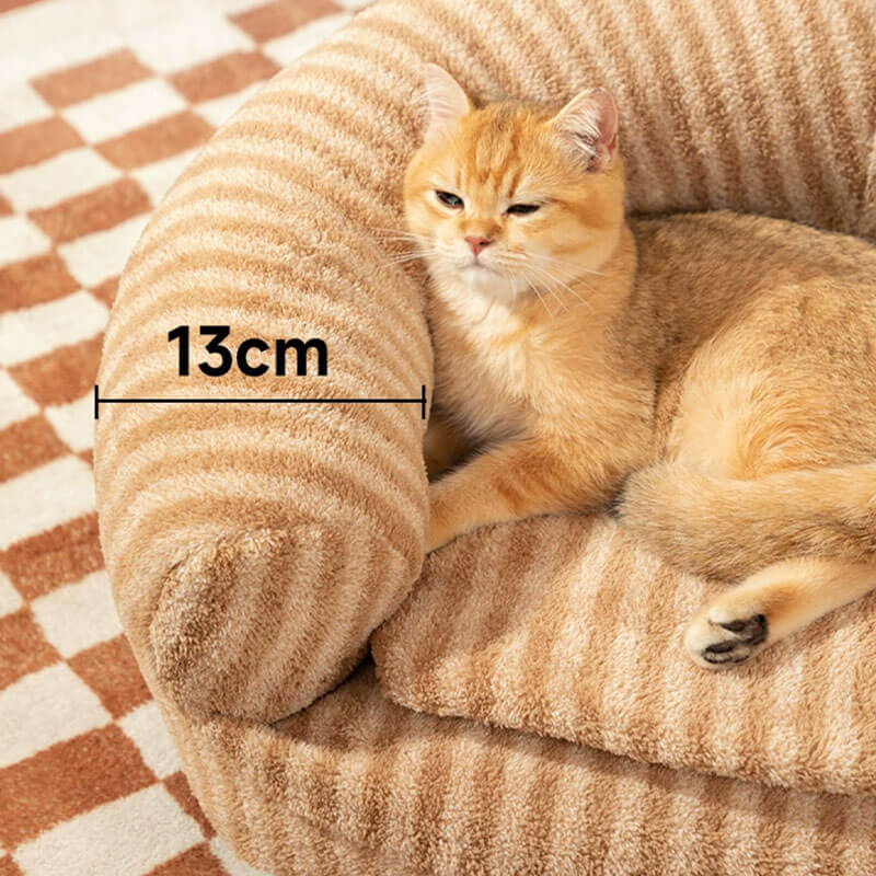 Elegante sofá cama extraíble de felpa a rayas para perros y gatos