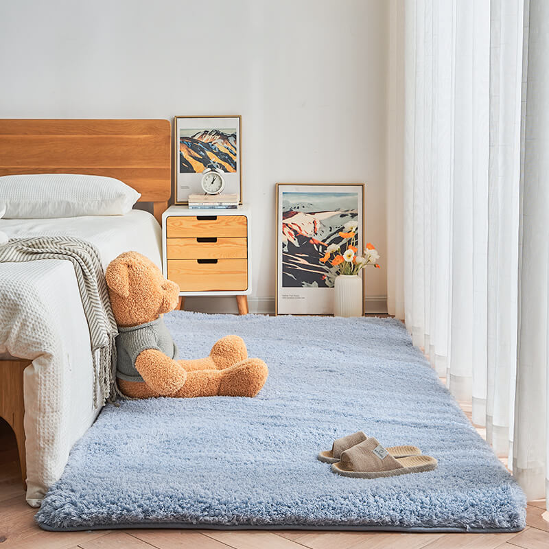 Tapis de chevet de chambre à coucher en peluche épaisse - Tapis extra doux et confortable