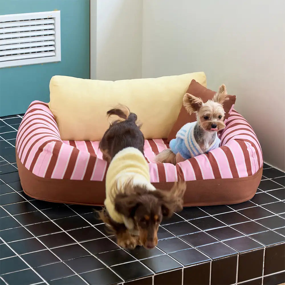 Trendy Striped Cozy Orthopedic Dog Sofa Bed - Snug Couch