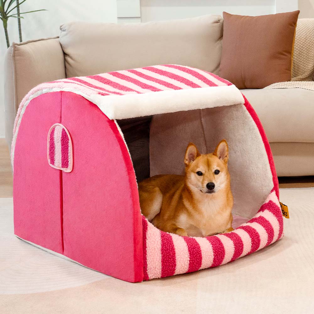 Lit orthopédique pour chien Trendy Stripe House - Cosy Hideaway