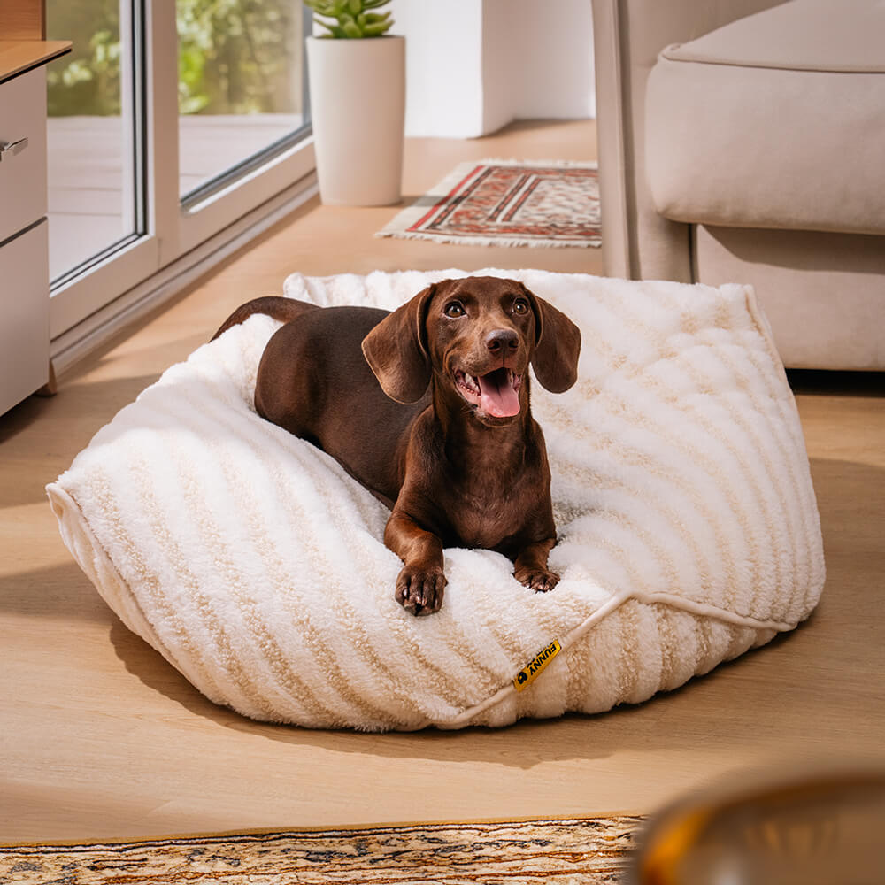 Trendy Striped Pattern Polygonal  Calming Bean Bag Dog Bed