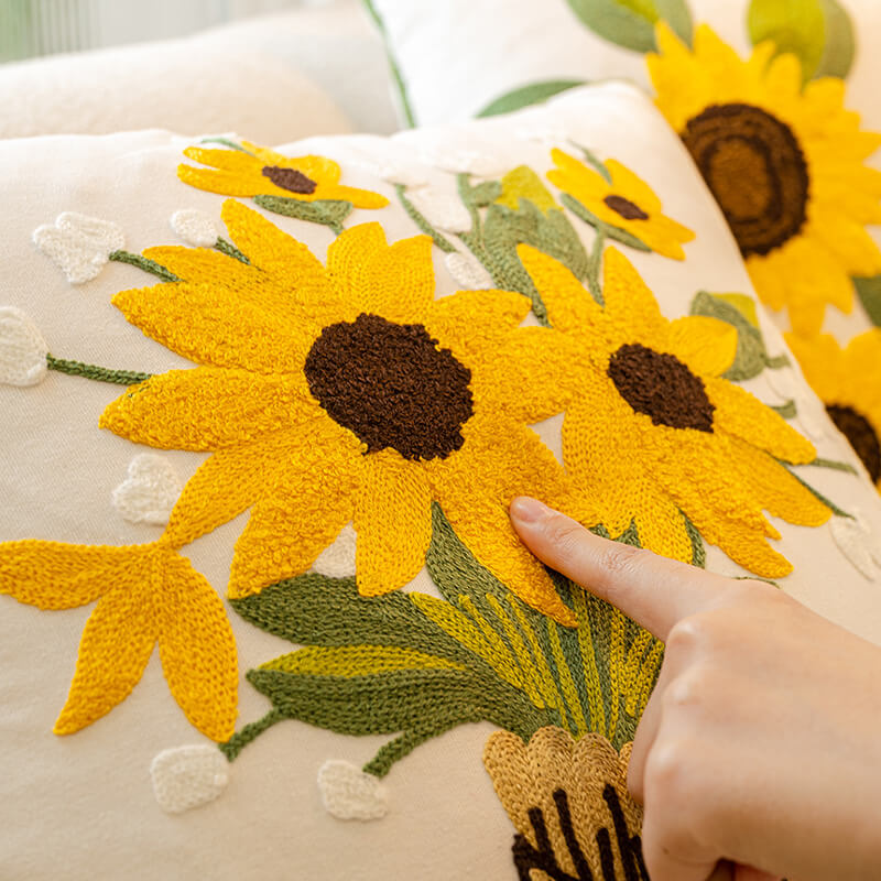 Tulip Sunflower Bouquet Home Decor Sofa Pillow