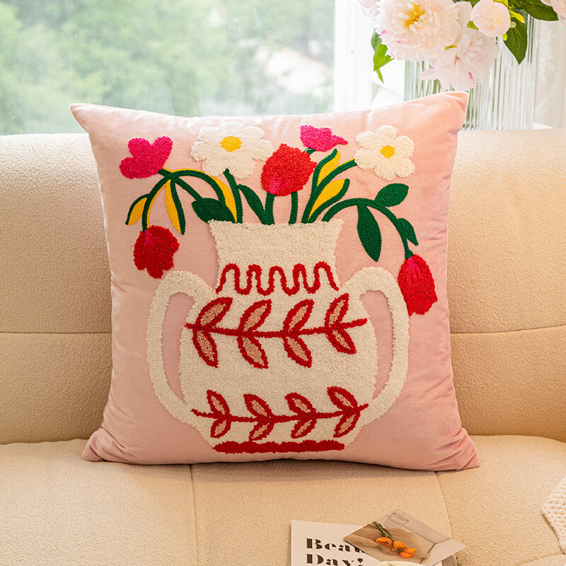 Tulip Sunflower Bouquet Home Decor Sofa Pillow