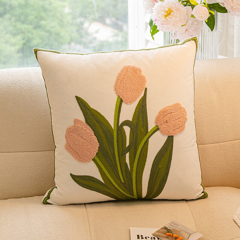 Tulip Sunflower Bouquet Home Decor Sofa Pillow