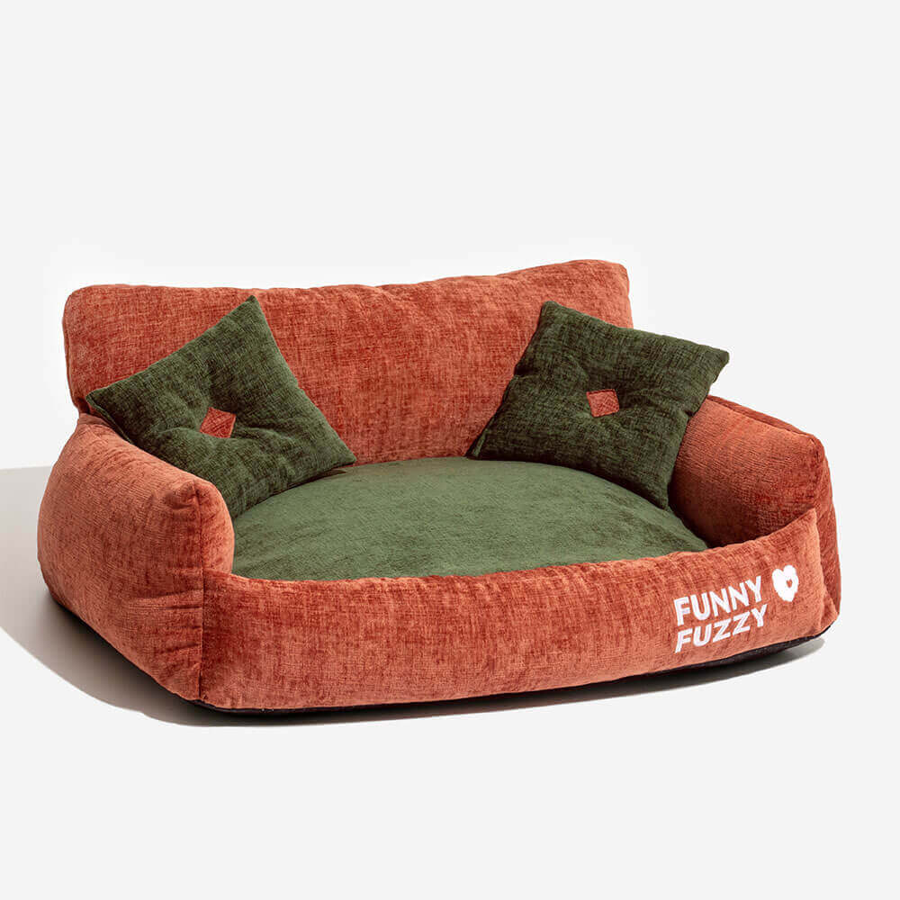 Vintage Style Chenille Fabric Dog & Cat Sofa Bed