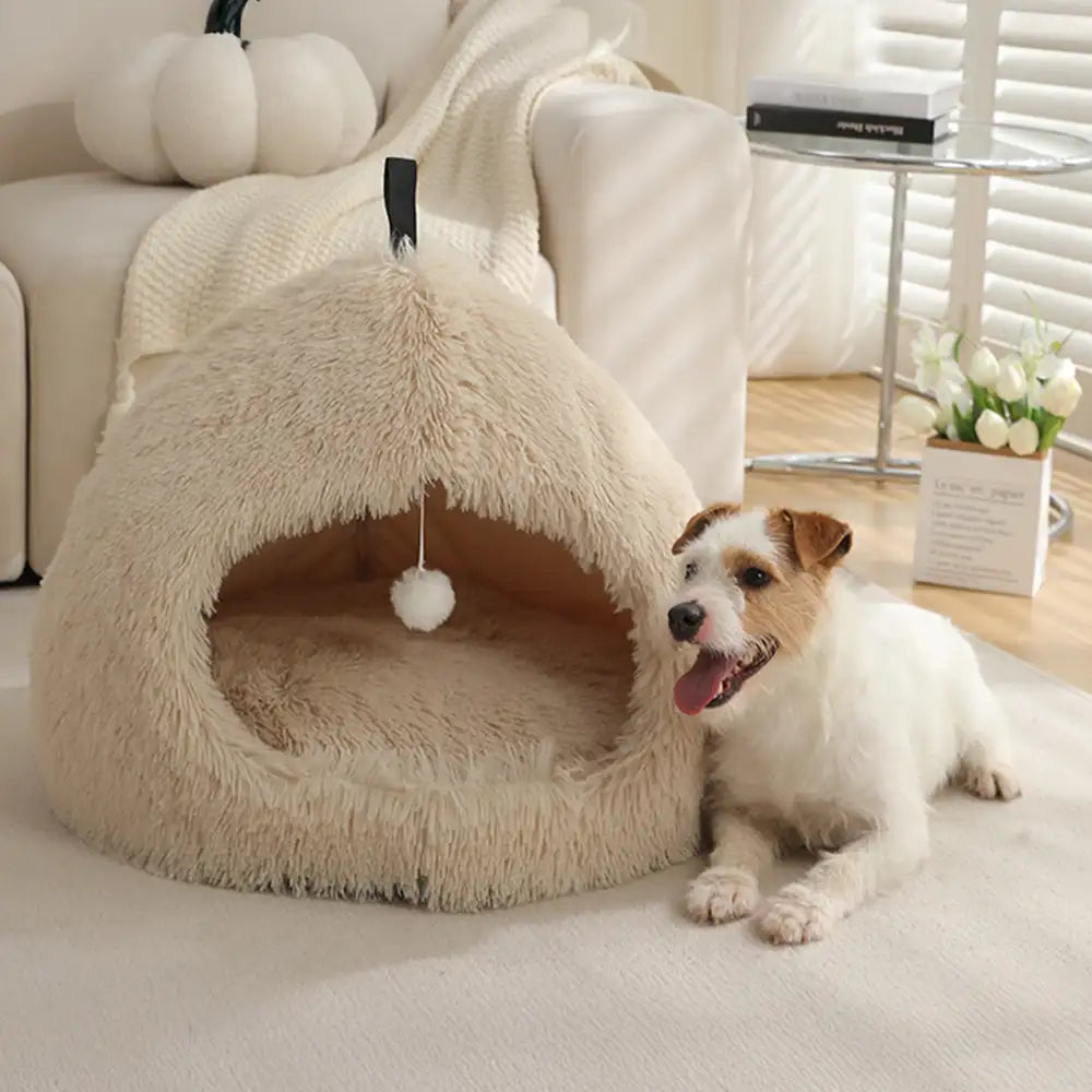 Warm Plush Cozy Hideaway Cat Cave Dog Bed