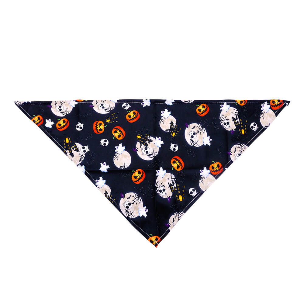 Bufanda triangular para mascotas de Halloween | Calavera, fantasma y calabaza Perro Gato Pañuelo