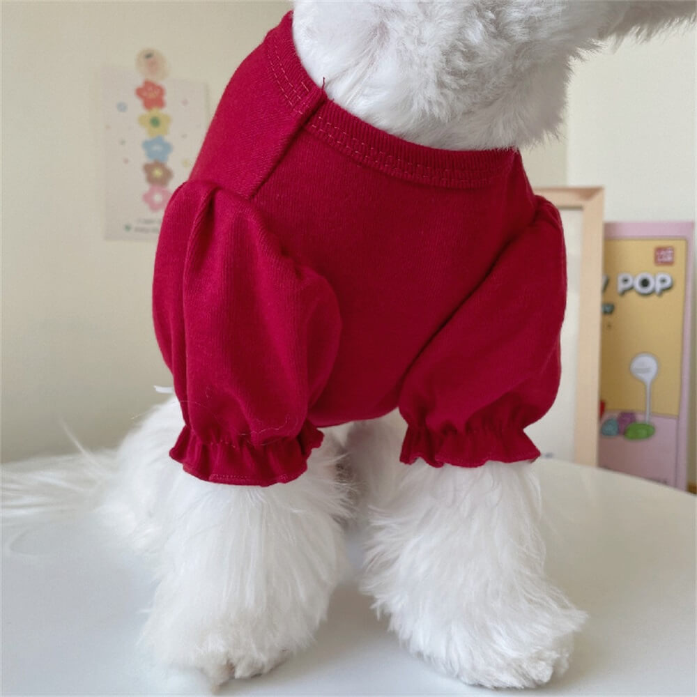 Snowflake Embroidered Red Dog Sweater – Festive and Cozy for Winter