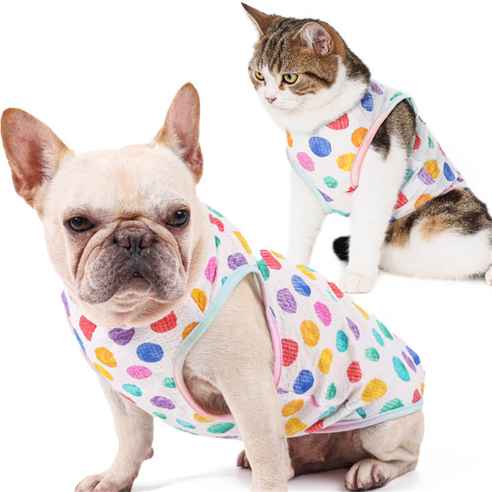 Pet Dog Clothes Rainbow Polka Dot Light Sun Protection Vest