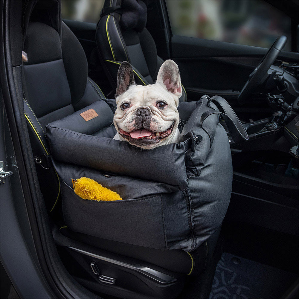 Lit rehausseur de luxe pour siège d'auto pour chien en similicuir - Urban Voyager