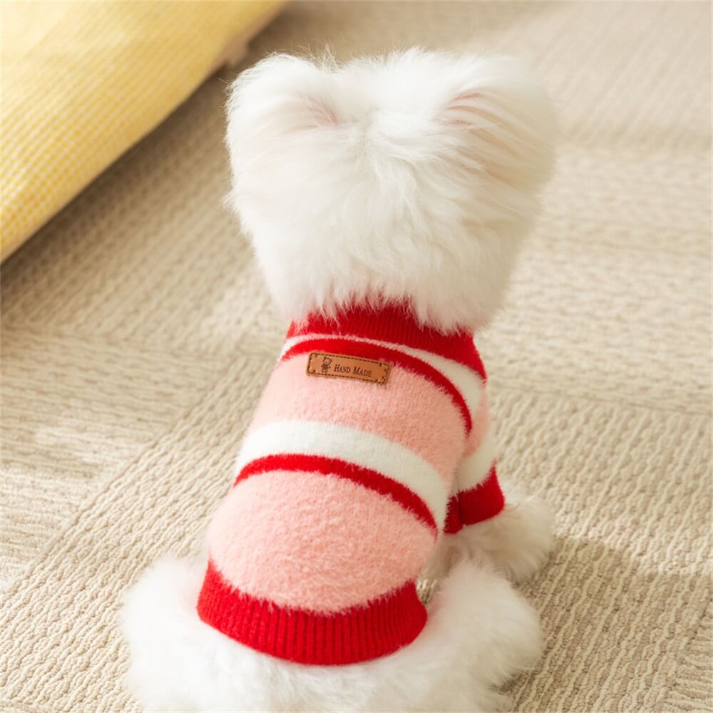 Cozy Striped Knitted Dog Sweater – Ideal for Small to Medium Breeds