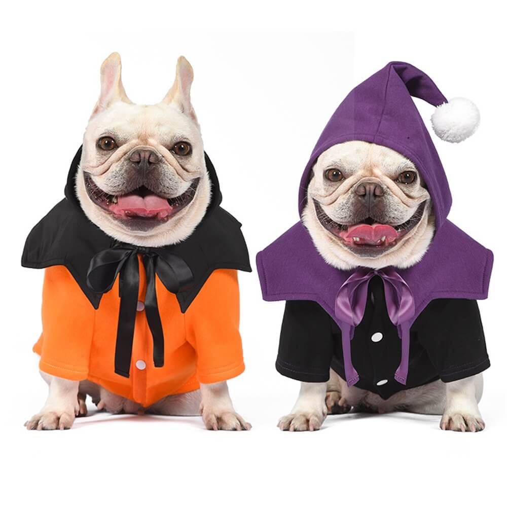 Halloween Pumpkin Funny Two-Piece Sweater and Shawl for Dogs