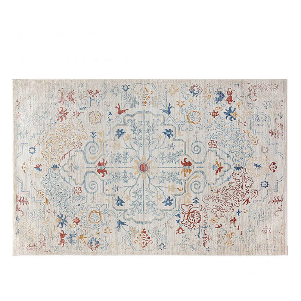 Vintage Blue & Cream Pet-Friendly Area Rug - Timeless Elegance for Your Home