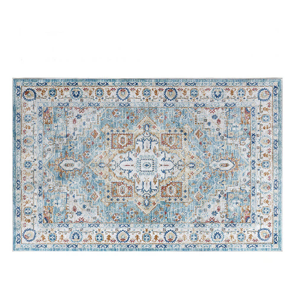 Vintage Blue & Cream Pet-Friendly Area Rug - Timeless Elegance for Your Home