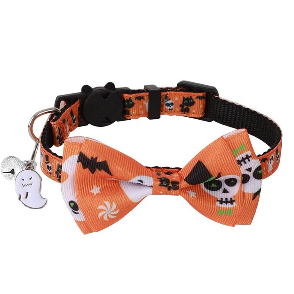 Halloween Pet Collar with Ribbon Bow and Bell