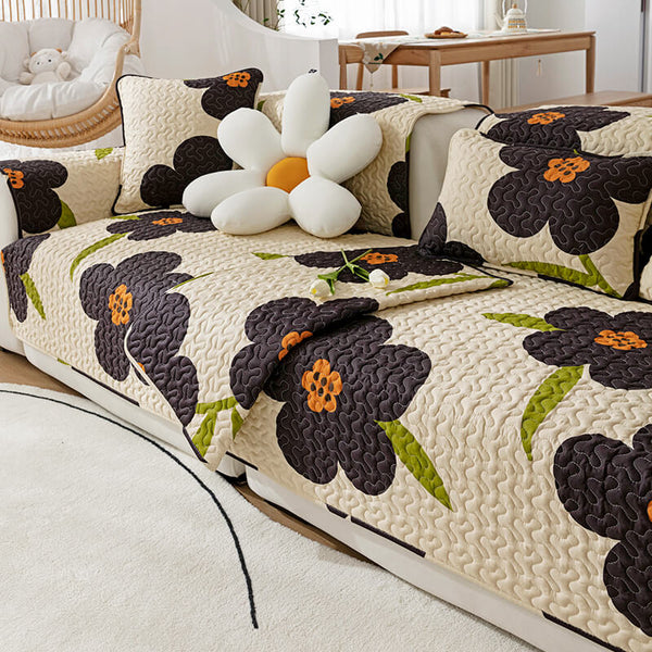 Caramelo MacChiato Algodón Cubierta de sofá sin deslizamiento