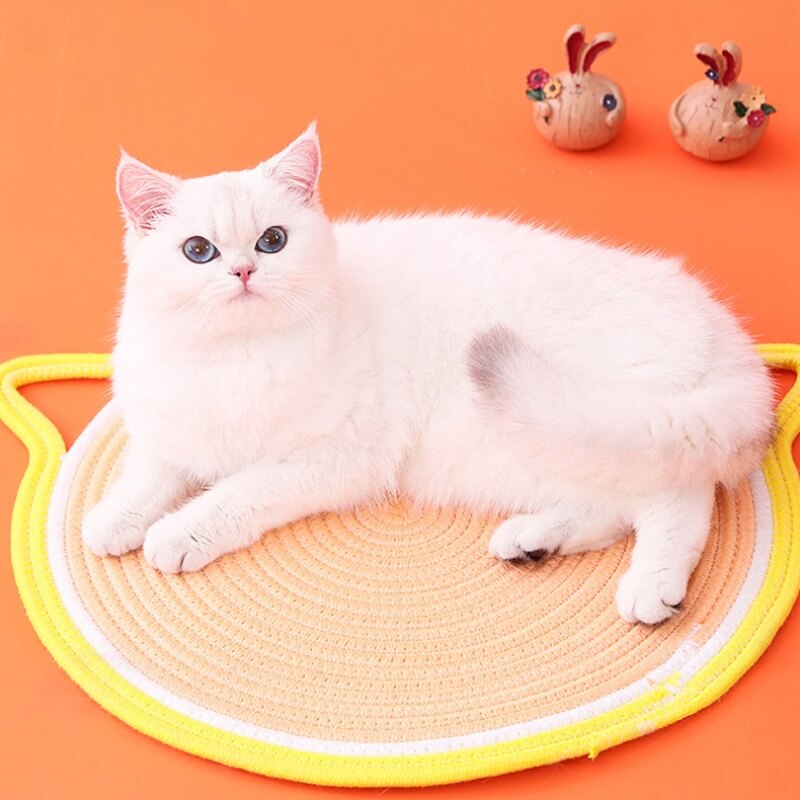 Estera de cuerda de algodón tejida con forma de orejas de gato, estera rascadora para gatos