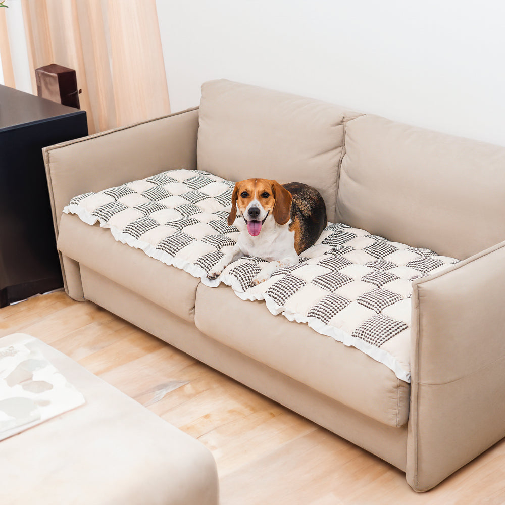 Funda de sofá con alfombrilla para mascotas antideslizante grande a juego de colores a cuadros