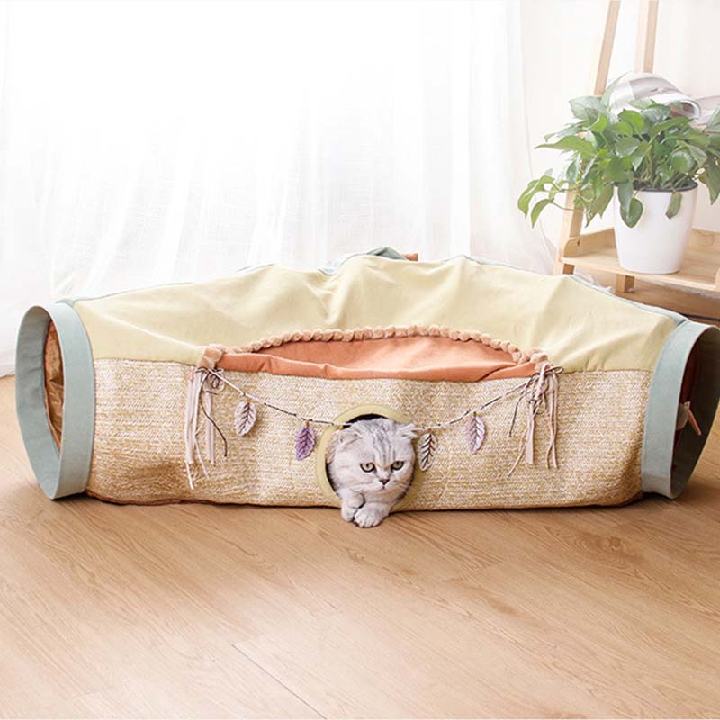 Cama túnel plegable para juegos de gatos