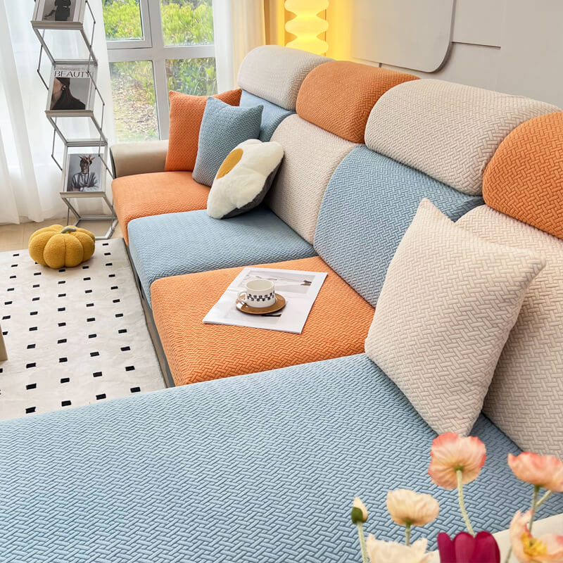 Funda protectora para sofá de lana colorida, protectora para muebles