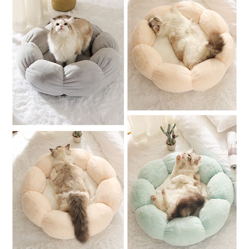 Cama para gatos con forma de flor para dormir profundamente