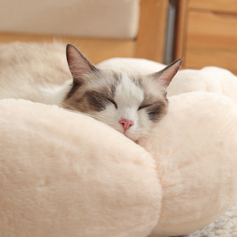 Deep Sleeping Flower Shape Cat Bed