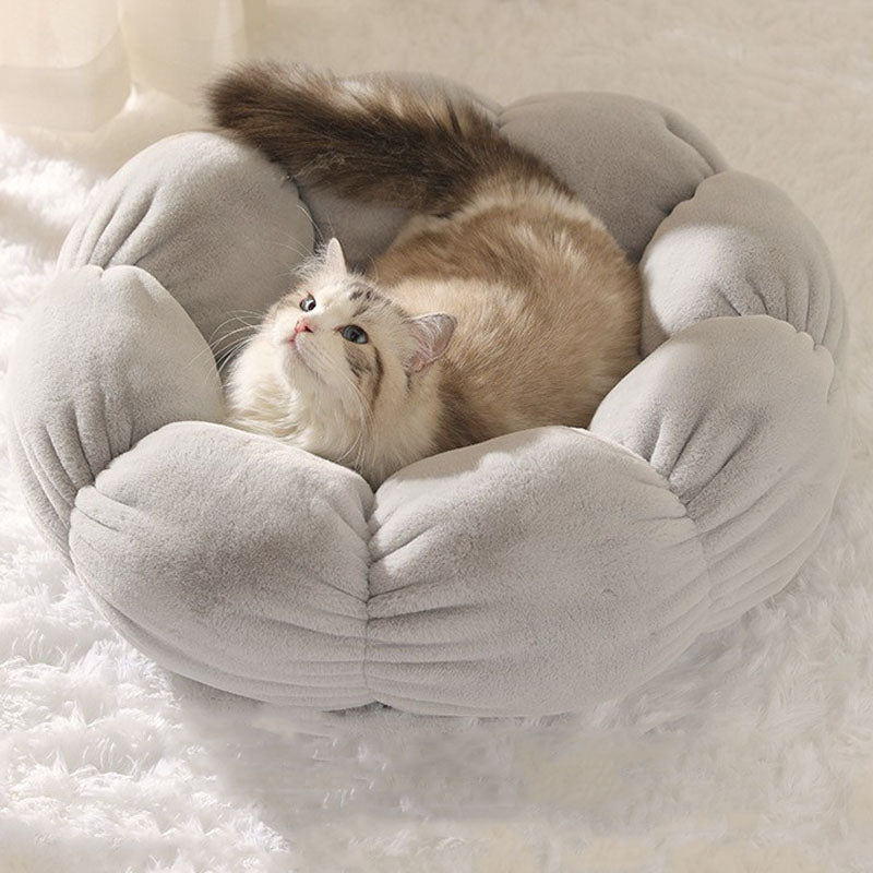 Deep Sleeping Flower Shape Cat Bed