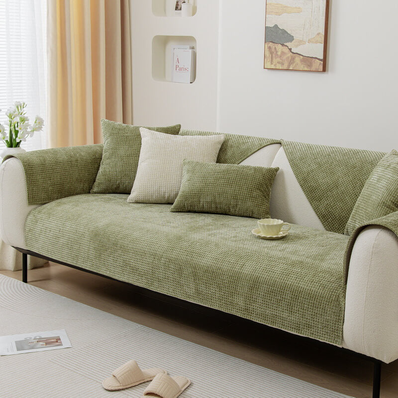 Delicada funda de sofá protectora para muebles de tela de chenilla tipo gofre