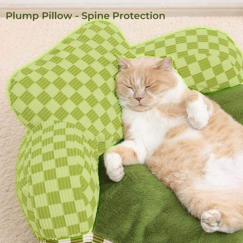 Sofá para mascotas con respaldo completo, sofá cama para perros y gatos de felpa con tablero de ajedrez